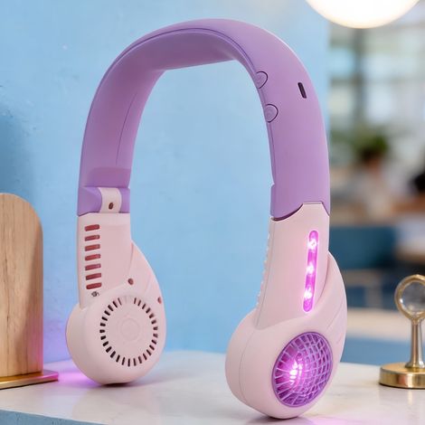 Ulisem - Ventilateur de cou - Batterie rechargeable 1200 mAh - 3 vitesses - Lumière LED intégrée - Sans pales - USB-C - Léger et portable - Idéal pour le sport et les activités de plein air (1/4)