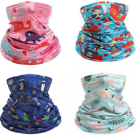 masque De Cou Pour Enfants 4 Pices Avec Sangles, Masque D't Cool, Charpe Garon, Masque De Cou Garon Rglable, Masque Respirant, Protection Solaire, (1/5)