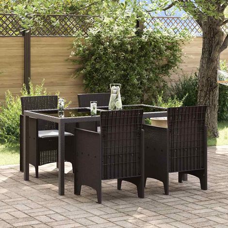 Gartenstühle mit Kissen 4 Stück Braun Poly Rattan vidaXL851584 (1/5)