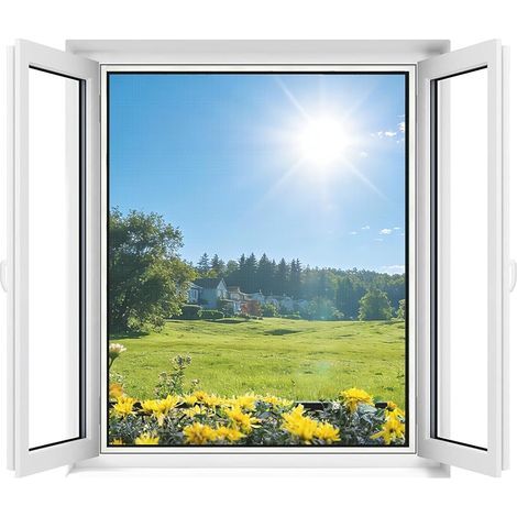 Moustiquaire Transparente Universelle pour FenêtreMaille Lavable Moustiquaire Ajustable, Bricolage, Taille Maximale de la Fenêtre 110x130cm(Lot de 1, Blanc) (1/5)