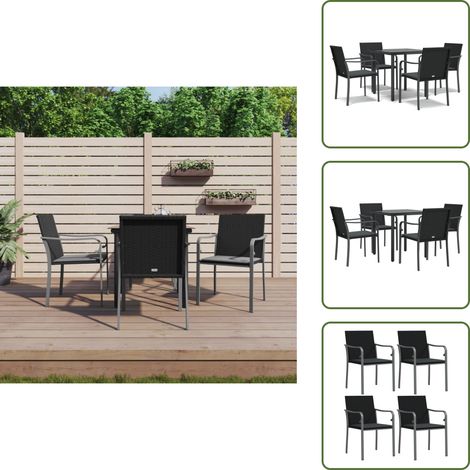 The Living Store 5-tlg. Garten-Essgruppe mit Kissen Poly Rattan und Stahl - Gartenmöbel (1/5)
