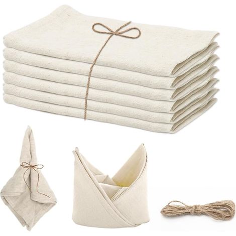 Lot de 6 serviettes en lin et coton, douces, lavables, réutilisables, pour mariage, dîner, fête, café, restaurant, 40 x 40 cm, beige (1/5)