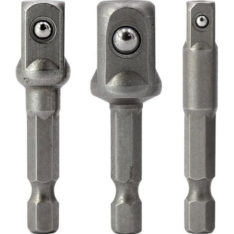 3 Piece Adaptateur écrou hexagonal bouchon adaptateur tournevis Douille d'écrou de douille de prise d'adapteur 1/4",/1/2",/3/8" (1/5)