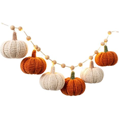 Couronnes Halloween pour Porte D'Entrée Couronne Automne Crochet Cheminée Guirlande Lumineuse Automne Action De Grâces Récolte pour la Cheminée les Soirées la Maison la Récolte la Ferme le (1/5)
