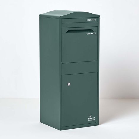 SMART PARCEL BOX™ Paketbriefkasten Paketkasten Standbriefkasten Paketbox mit gebogenem Dach, Entnahme vorne, Grün (1/5)