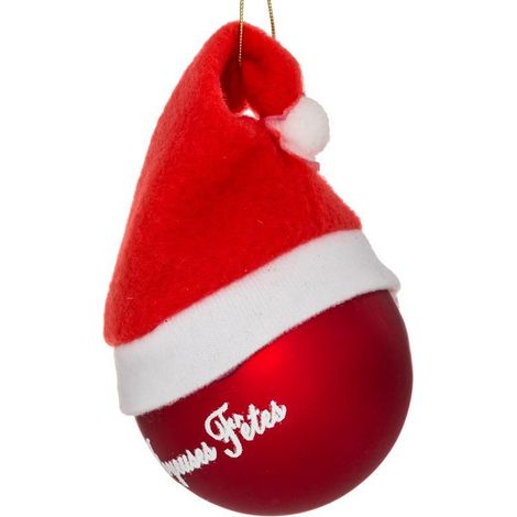 Boule de Noël en Verre "Soir" 6cm Rouge & Blanc