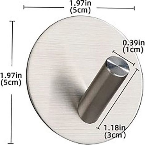 Crochets porte-serviettes autocollants - Porte-serviettes - Crochets de suspension autocollants - Lot de 4 - Ronds - Argentés avec tige inclinée (1/4)