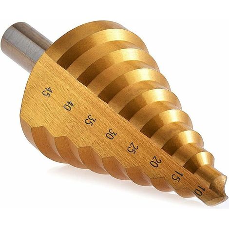 Nazalus-Hot Sale-Gerillter Stufenbohrer [10 bis 45 mm] – Schnellarbeitsstahl, dreieckiger Schaft, HSS-Bohrwerkzeuge für Heimwerker