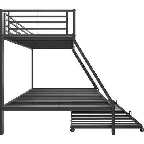 Letto a castello in metallo nero 90x200 e 140x200 cm con letto estraibile 90x190 cm (1/5)