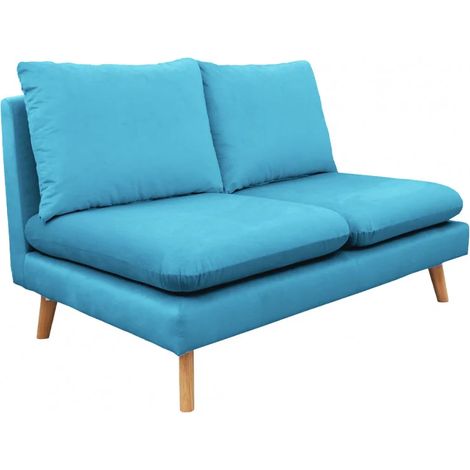 Chauffeuse 2 places pour canapé modulable en velours bleu - LASSIE (1/5)