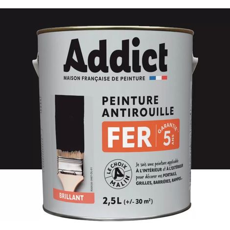 Peinture Fer Antirouille Addict Noir Brillant 2,5 L (1/2)
