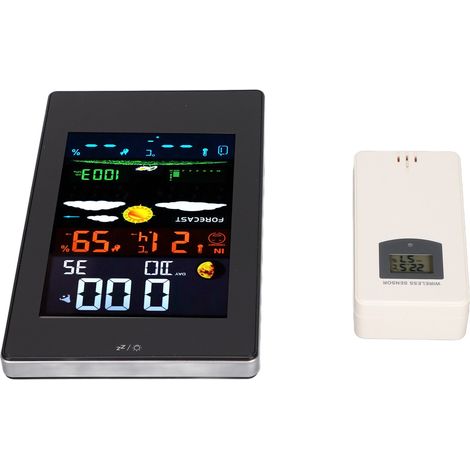 Großes Multifunktionsdisplay: elektronischer Wecker, Wetterstation mit Hygrometer und Thermometer, Temperatur- und Feuchtigkeitssensor, USB-Stromversorgung (Uhr ohne Batterie, Sensor ohne Batterie) (1/5)