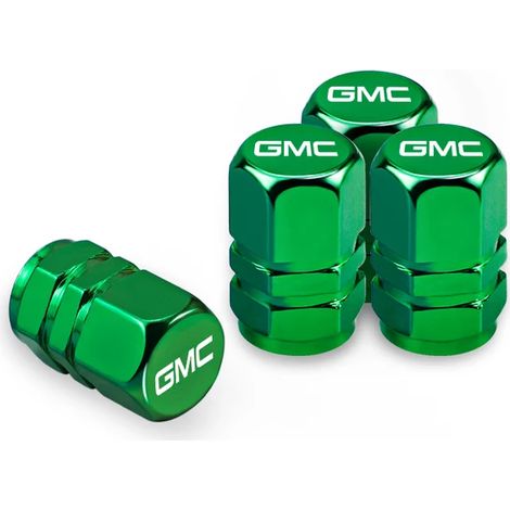 (Vert) 4 pièces Bouchons de valve de pneu de voiture, cache-écrous de roue, protections antivol compatibles avec GMC Savana, Yukon, Sierra, Terrain, Acadia, Envoy, Granite, Hummer (1/5)