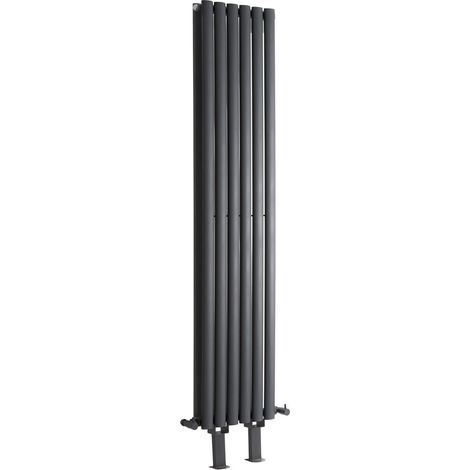 Hudson Reed Vitality - Radiateur Vertical sur Pieds Anthracite à Double Cœur de Chauffe - 160cm x 35.4cm