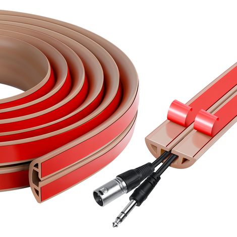 Goulotte Passe Câble,Goulotte Électrique,Cache-Câble en Pc Souple,Convient À Tous Les Câbles d'alimentation,pour La Maison,Le Bureau,L'École,La Salle des Machines,30 Mm × 3 Mètres,Marron (1/5)
