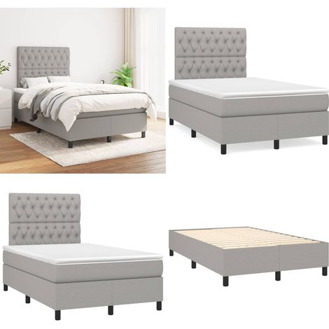 Boxspringbett mit Matratze Hellgrau 120x200 cm Stoff - Boxspringbett - Doppelbett - Bettenrahmen - Schlafsystem - Hellgraues Bett - Home & Living (1/5)
