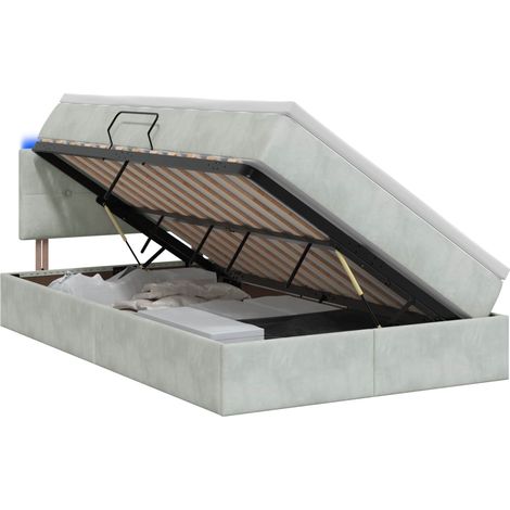 Maison Exclusive - Letto con contenitore LED e materasso Grigio Chiaro (1/5)