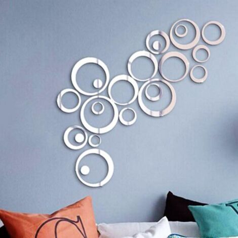 Autocollant mural miroir cercles autocollant mural rond tatouage mural miroir décoration murale art mural autocollant amovible (1/4)