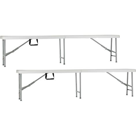 Confezione da 2 panche pieghevoli per ristorazione bianche 180x28x43cm 7house