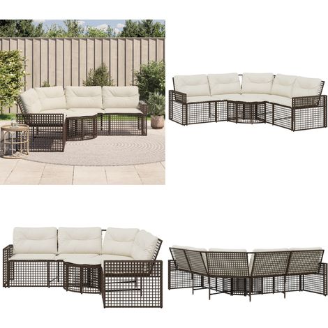 vidaXL Gartensofa in L-Form mit Kissen und Fußbank Braun Poly Rattan (1/5)