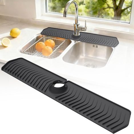 Silikon-Wasserhahnmatte – Spritzschutz für Küchenspülen – Schwarz (1/5)