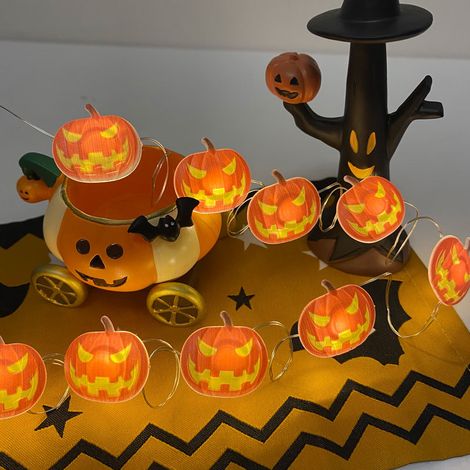 Halloween LED-Lichterkette 5m 50 LEDs - Gruselige Kürbis-Dekoration mit USB-Stromversorgung - Stimmungsbeleuchtung für Innen- und Außenbereich-lsw