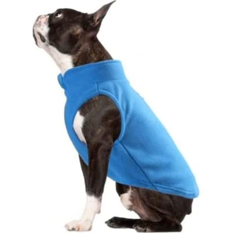 Gilet in fleece for dog with ring for let - Pull soft, warm and lightweight for dogs of small and average size, puppies and cats - Veste comfortable for animals (Blue, Wide size 3-4 kg) (1/5)