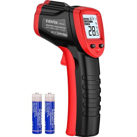 Thermometre Cuisine, -50°C600°C(-58°F1112°F) Thermometre Laser, Thermometre Sans Contact avec 0,1-1,0 Emissivité Réglable, thermometre Infrarouge LCD pour Cuisine, BBQ, Four a pizza (1/5)