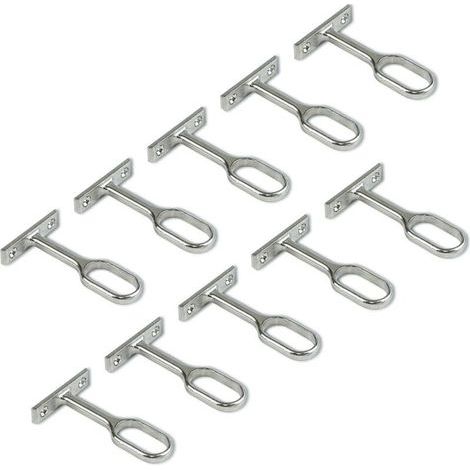 Ahlsen Support central pour barre de penderie ovale,Nickelé, Lot de 10 (1/5)