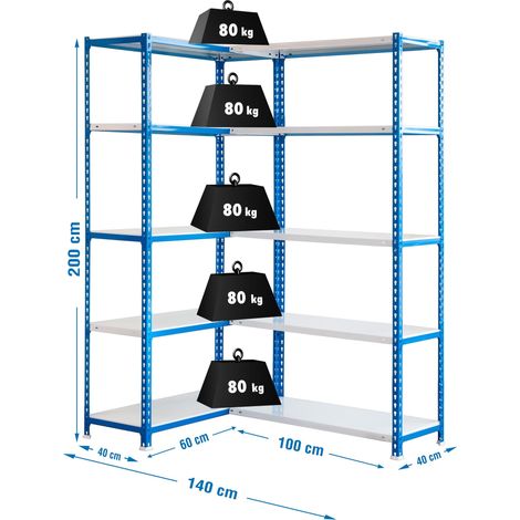Simonrack L-Regal blau und weiß robust 10 Regale