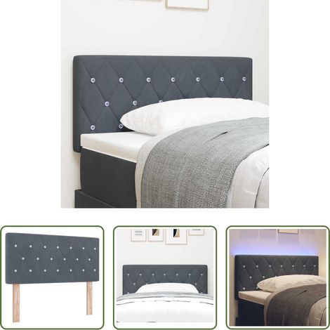 vidaXL Cabecero LED con tiras LED Manual Gris oscuro 100 cm Terciopelo (1/5)