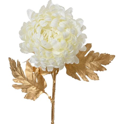 Crisantemo - Fiore artificiale bianco e oro 70 cm per decorazioni eleganti (1/5)