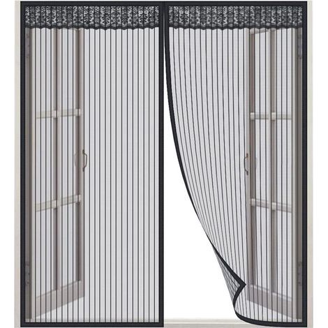 Moustiquaire fenêtre magnétique 130x150 cm – Maille dense en Dacron – Installation sans perçage – Couleur noire – Rideau amovible (1/4)