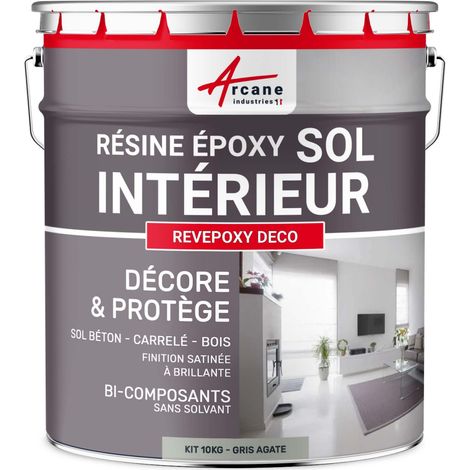 Arcane Industries – Peinture époxy décorative pour sols intérieurs – Résistante aux chocs et aux taches – Application directe sans sous-couche – Gris Agate RAL 7038 – 10 kg
