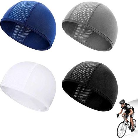 4er-Pack schnelltrocknende, atmungsaktive Unisex-Fahrradhelm-Innenkappen – Schwarz/Weiß/Grau/Marineblau (1/5)