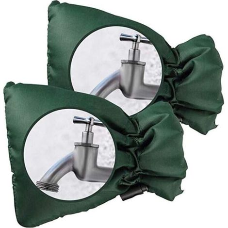 2 Pack Outdoor Faucet Covers - Thick Outdoor Faucet Frost Protection - Waterproof - Green, 21 x 17 cm (1/4)
