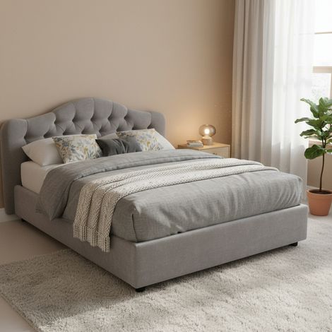 Aly Doppelbett, Abnehmbar, Made in Italy, Bettkasten, Matratzenmaß 160x200 cm, Grau (1/5)