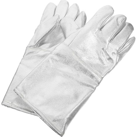 Hitzebeständige Arbeitshandschuhe Feuerfeste Gebrauchshandschuhe aus Aluminiumfolie 2 Stück Silbe...