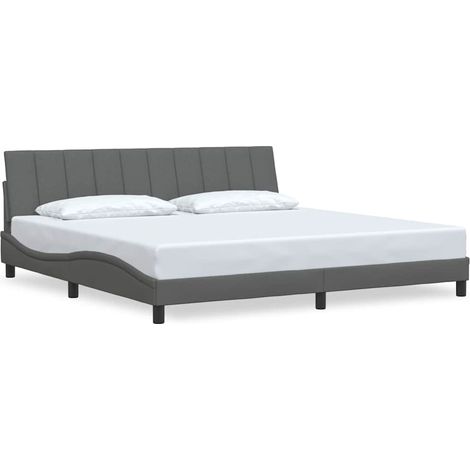 Lit double,Lit adulte,Cadre de lit sans matelas Hanko gris foncé 200x200 cm tissu CFW5063273 (1/5)