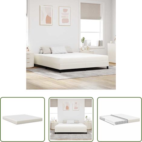 Confort de sommeil - Matelas de Lit avec matelas Crème 180 x 200 cm tissu (1/5)