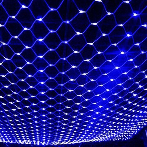 Guirlande Lumineuse Filet D'extérieur LED, 8 Modes Etanche Lumière Nette Pour Rideau Jardin Sapin de Noël Fête Mariage Terrasse Lumières Décoratives (bleu, 3mx2m 192LED) (1/5)