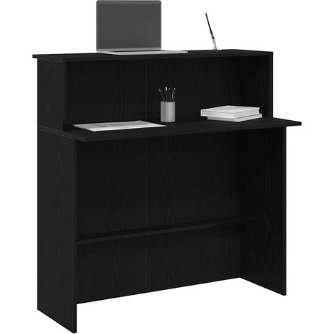 Vidaxl – Bureau de réception noir 100x50x103,5 cm – Bois d'ingénierie durable – Comptoir intégré pour espaces professionnels – Rangement optimisé