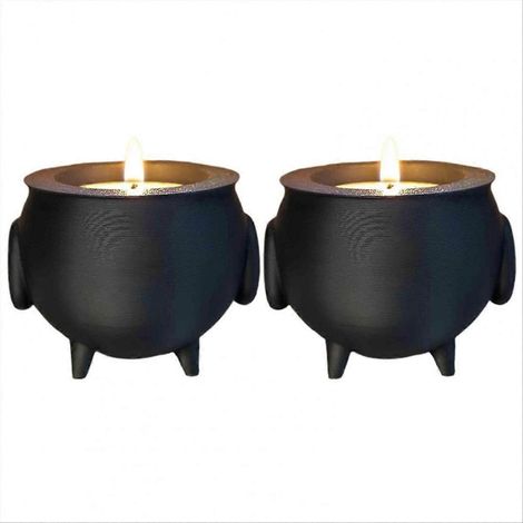 Porte-bougie chauffe-plat en forme de chaudron, pot de sorcière effrayant pour Halloween, bougeoir A (1/5)