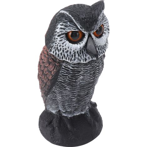 Leurre de hibou à tête branlante en plastique pour effrayer les oiseaux - Épouvantail - Faux hibou décoratif pour jardin extérieur