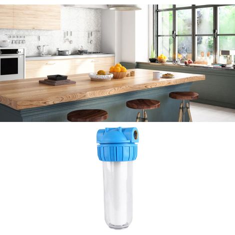 Klare Flasche im europäischen/italienischen Stil, 10 Zoll lang, mit Kupferrand, 1 Zoll Durchmesser, für Wasserfilter im Haushalt, Vorfilter und Hochdruckreiniger für Nutztiere. (1/5)