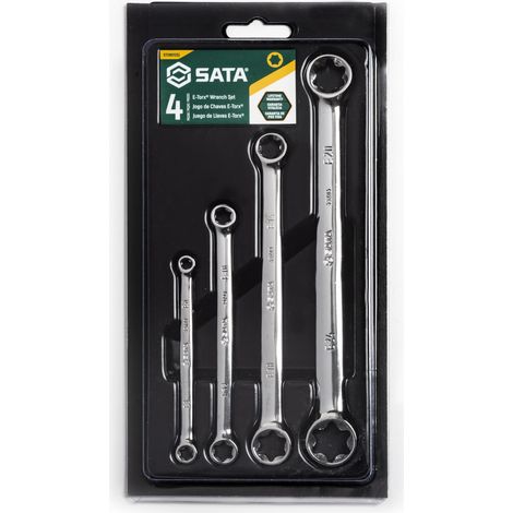 SATA ST09012SJ Juego de Llaves de Caja E-Torx Pulidas de 4 Piezas, E6 - E24, con Bandeja