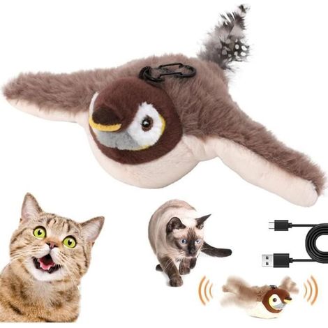 Jouet oiseau chat réaliste – Sons moineau – Stimule chasse – Divertissant (1/4)