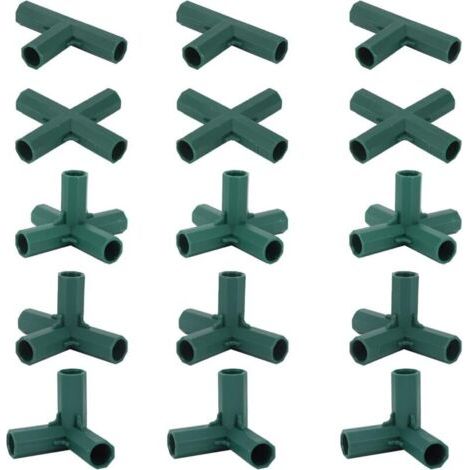 royaluxe-Lot de 15 connecteurs de cadre de jardin de 16 mm, 5 types de supports stables pour supports de fleurs et serres (1/4)