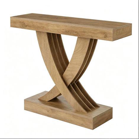 Mesa consola rústica de MDF marrón con estructura en X 110 x 30 x 85 cm (1/5)