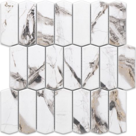 Ilcom mosaïque en céramique sur filet pour salle de bain et cuisine 29.7cm x 28.8cm - Caotic marble